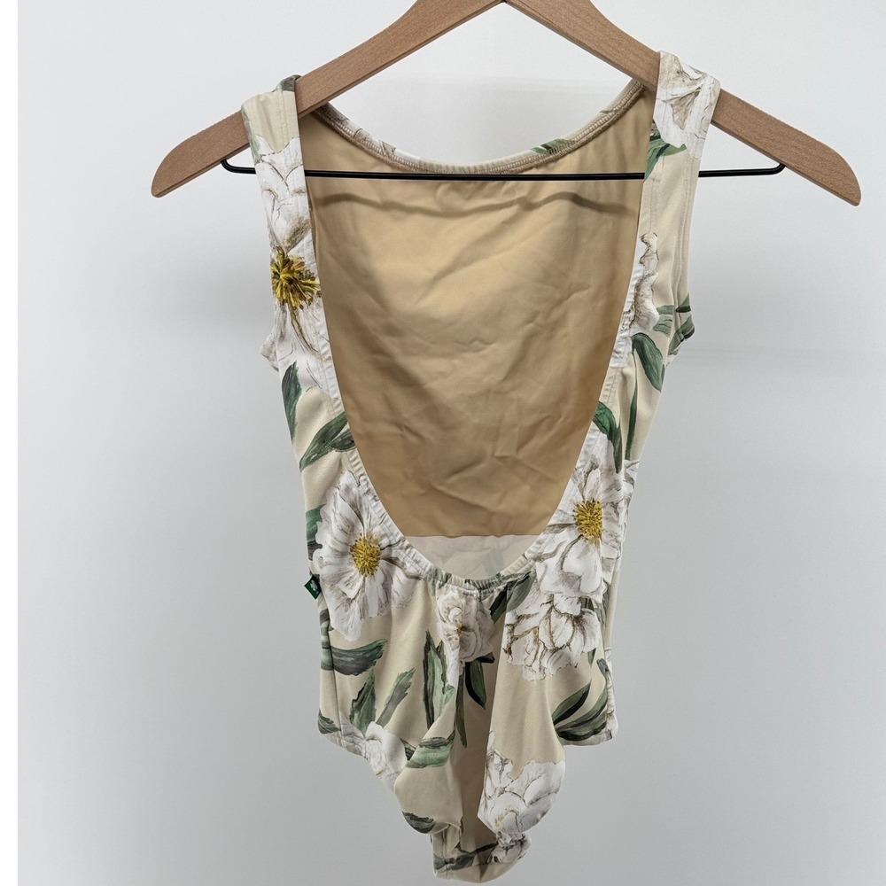 Luckyleo Dancewear Leotard XS Cream White Floral Low Back Balletcore Dance - Picture 2 of 6